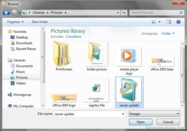 change folder picture in windows 7
