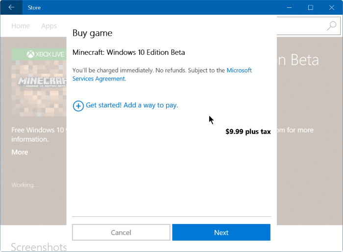 buy apps and games using mobile phone balance in Windows 10 step4