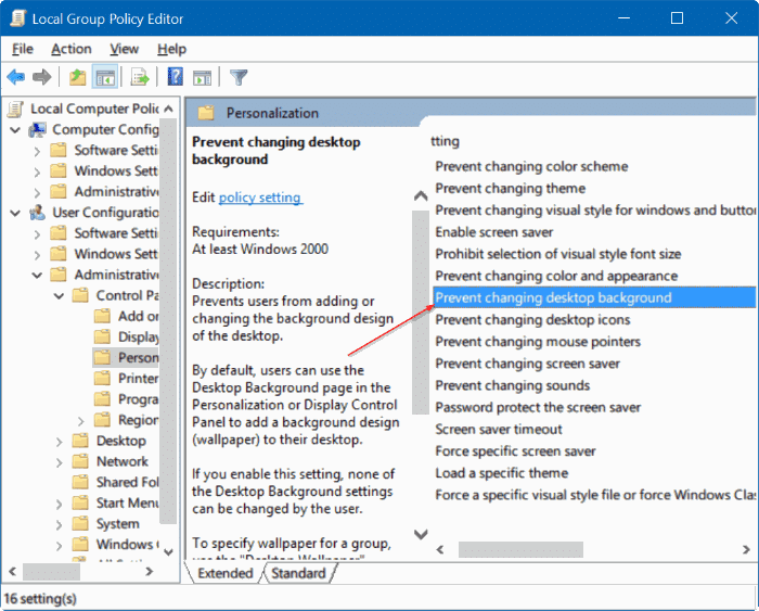cannot change desktop background in Windows 10 pic2