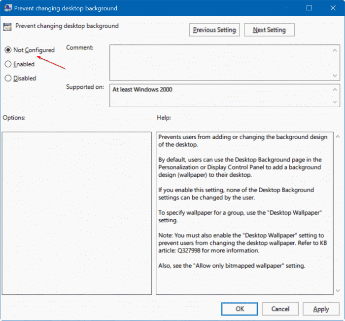 cannot change desktop background in Windows 10 pic3