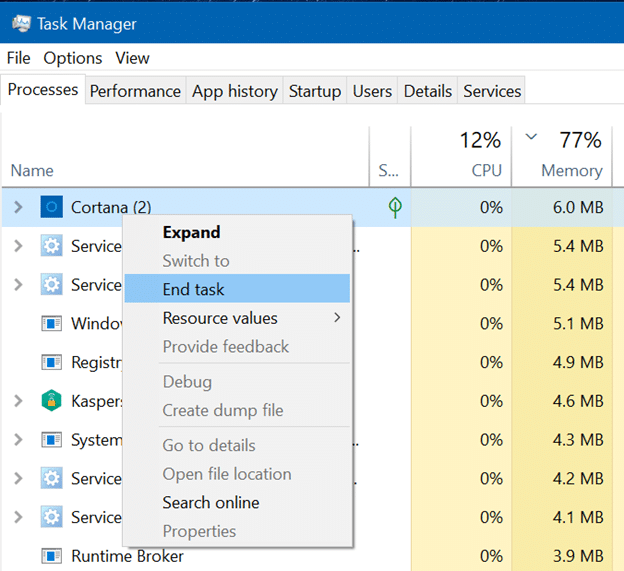 cannot close Cortana sign in window4