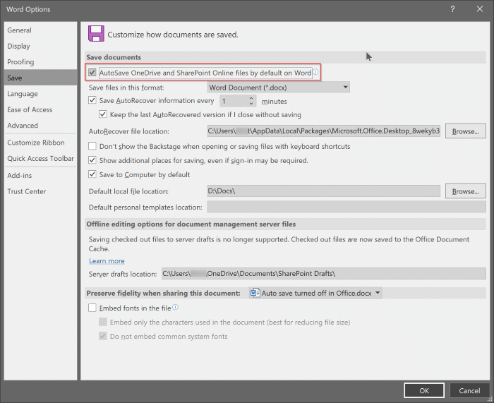 cannot turn on autosave in Office word, excel or powerpoint pic2