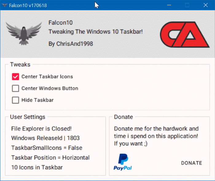 center taskbar icons in Windows 10 pic2