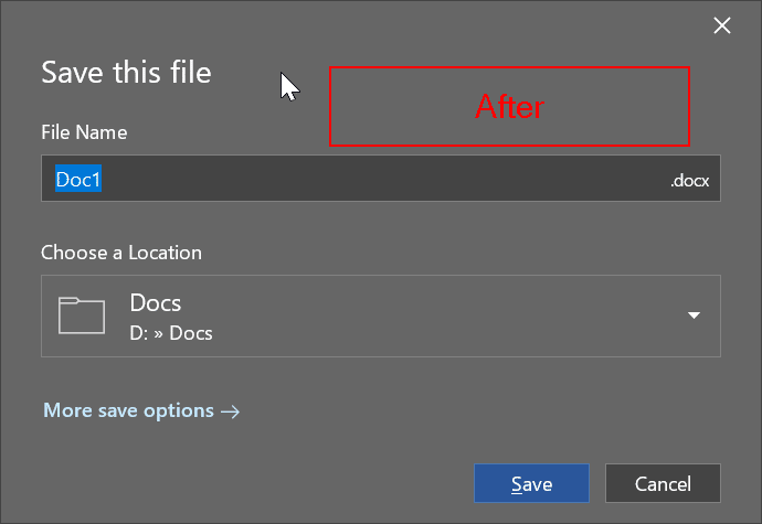 change Office 365 default saving location pic2