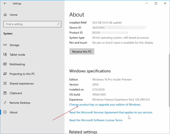 change Windows 10 product key pic2