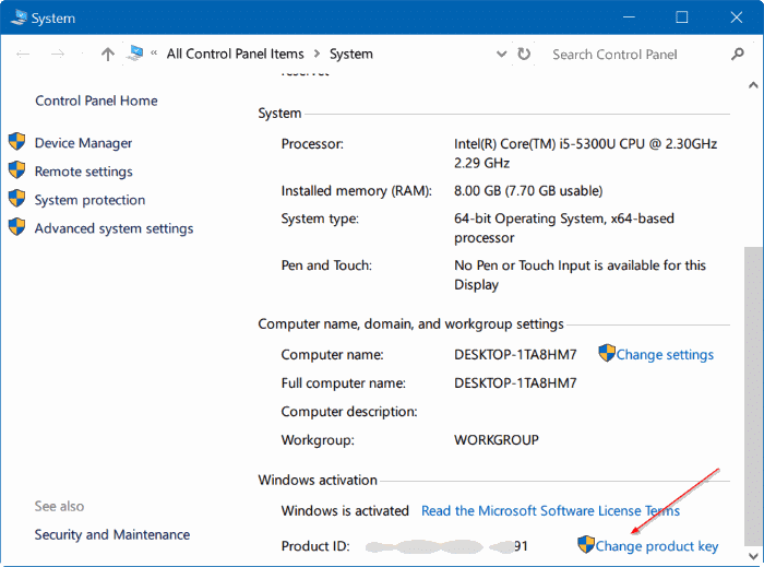 change Windows 10 product key pic4