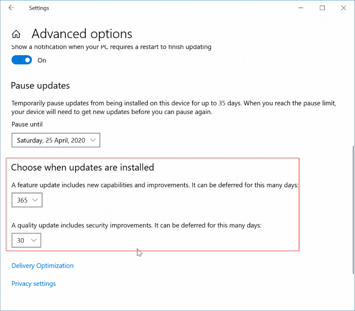 change Windows 10 update settings pic4