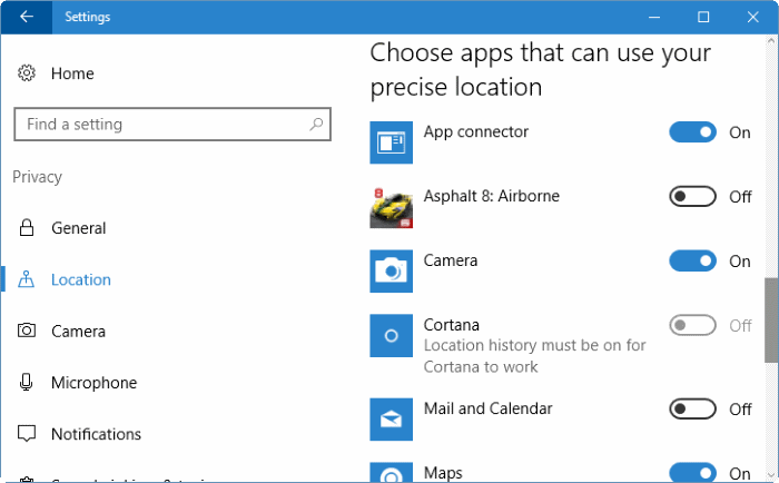 change app permissions in Windows 10 pic2