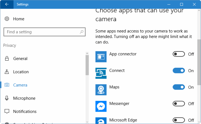 change app permissions in Windows 10 pic3