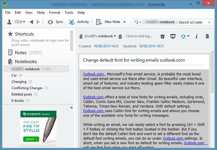 change background color evernote