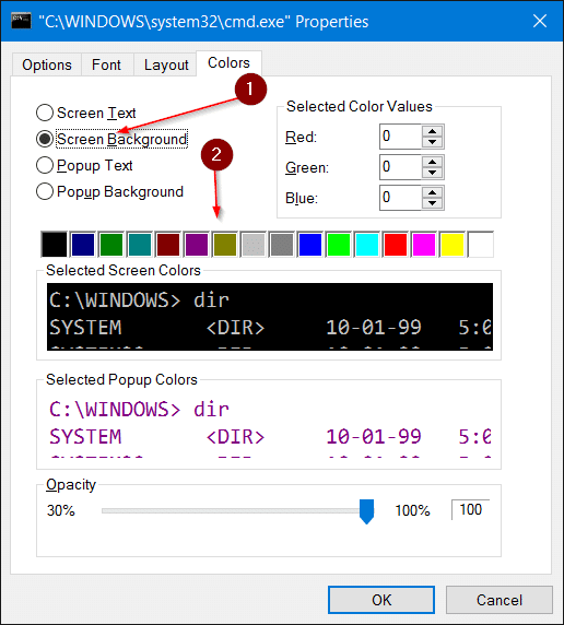 change command prompt background color in windows 10 step3