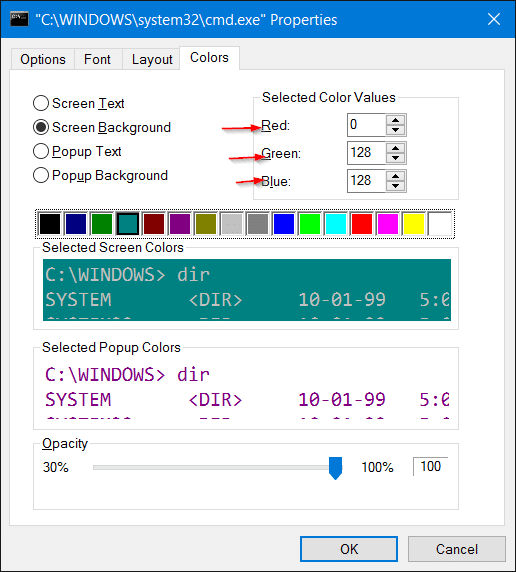 change command prompt background color in windows 10 step4