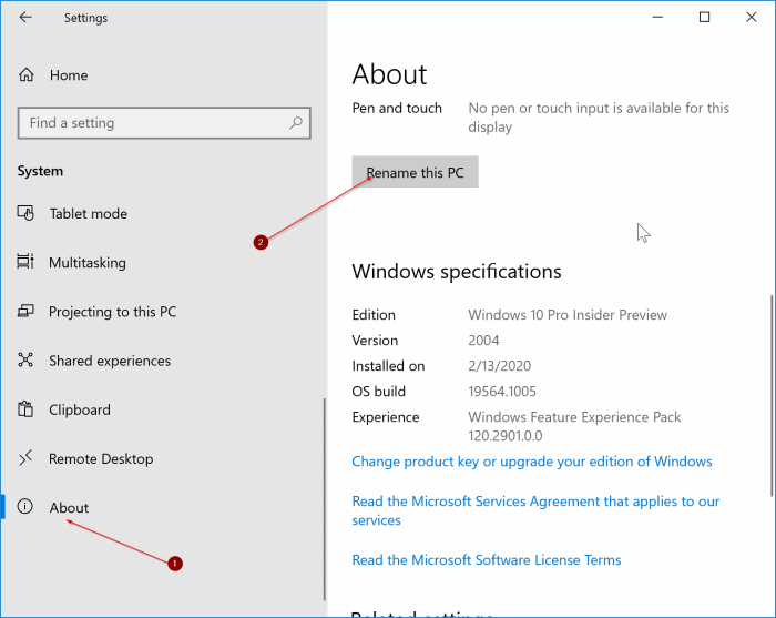 change computer name in Windows 10 pic1