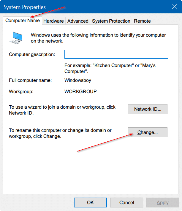 change computer name in Windows 10 pic7