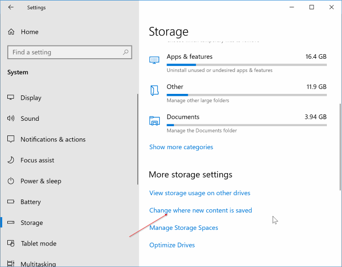 change default install location of apps in Windows 10 pic1