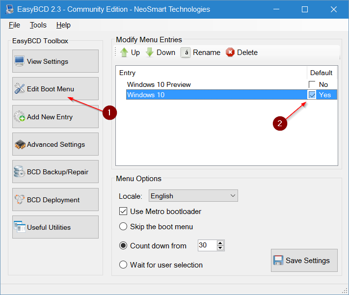 change default operating system in Windows 10 step7
