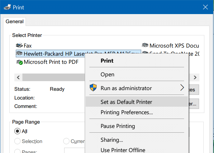 change default printer in Windows 10 step2