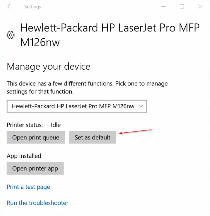change default printer in Windows 10 step5
