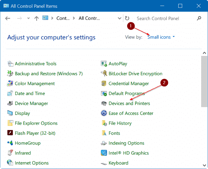change default printer in Windows 10 step7
