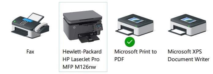 change default printer in Windows 10