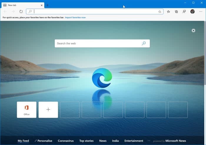 change edge new tab page search box engine pic1