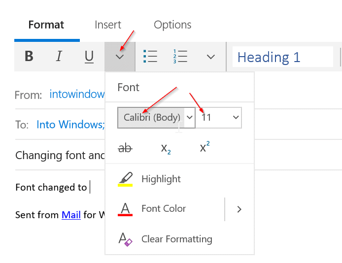 change font and font size in Mail app in Windows 10 pic2