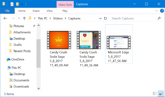 change game dvr captures folder location in windows 10