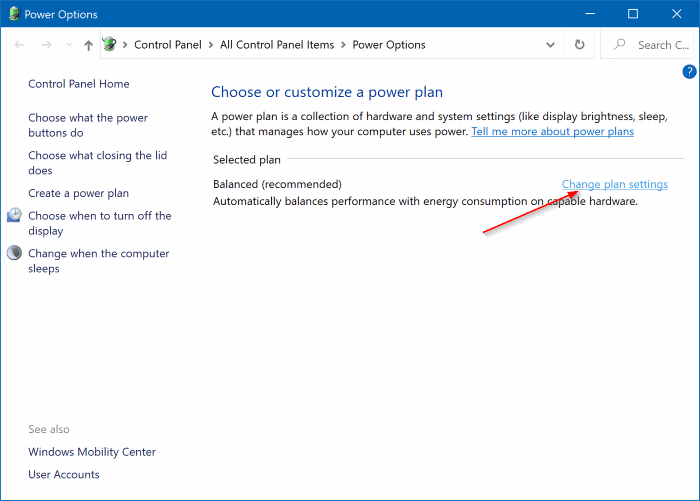 change laptop lid open action in Windows 10 pic2