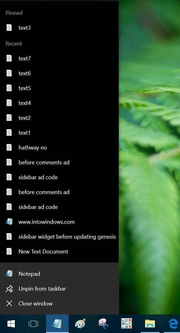 change number of items in taskbar jump lists Windows 10 pic1