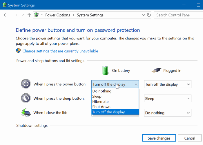 change power button settings in Windows 10 pic3