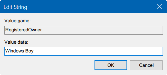 change registered owner and organization name Windows 10 pic5