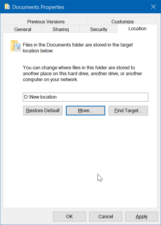 change scanned documents location in Windows 10 pic04