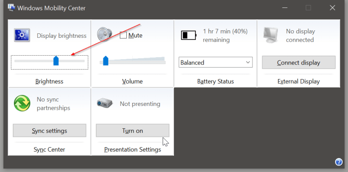 change screen brightness in Windows 10 pic2