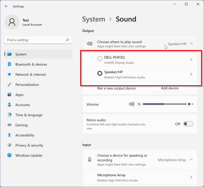 change sound output device in Windows 11 pic4