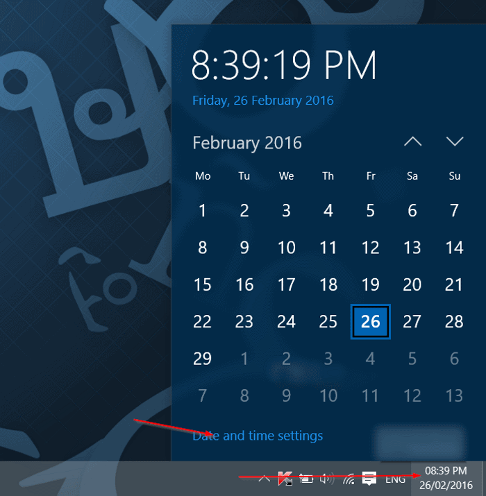 change the clock to 12 hour format in Windows 10 step1