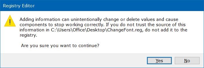 change the default font in Windows 10 step1