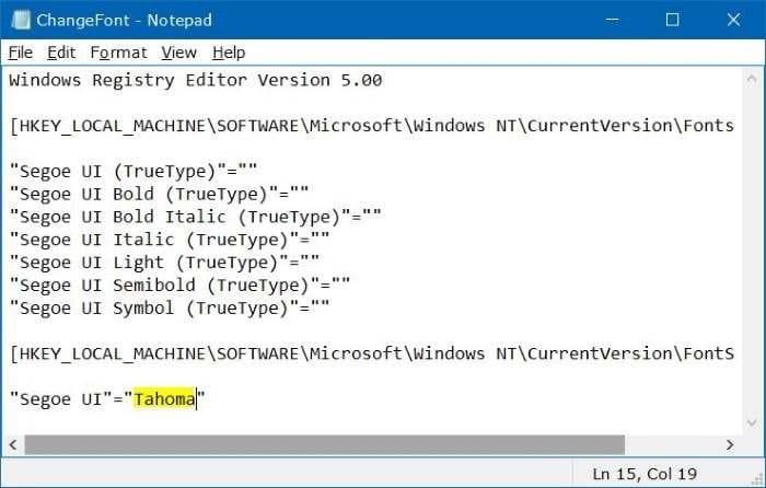 change the default font in Windows 10 step4