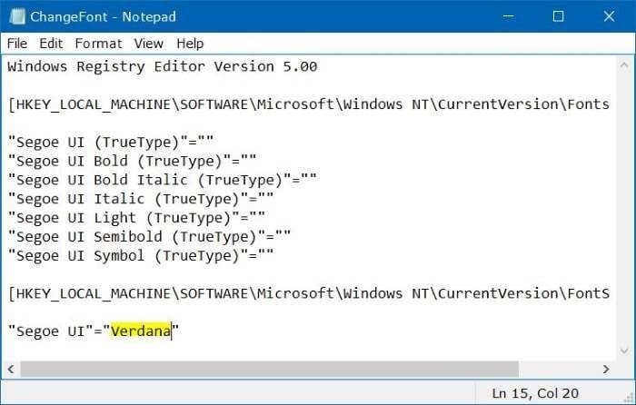 change the default font in Windows 10 step5