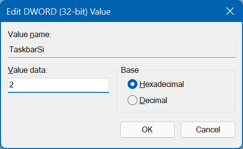 change the size of taskbar icons in Windows 11 pic6
