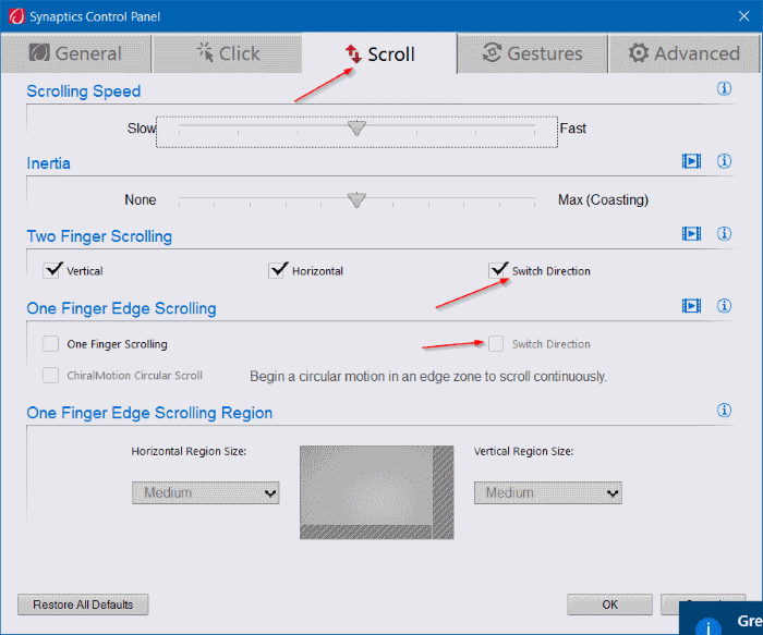 change touchpad scroll direction in Windows 10 step3