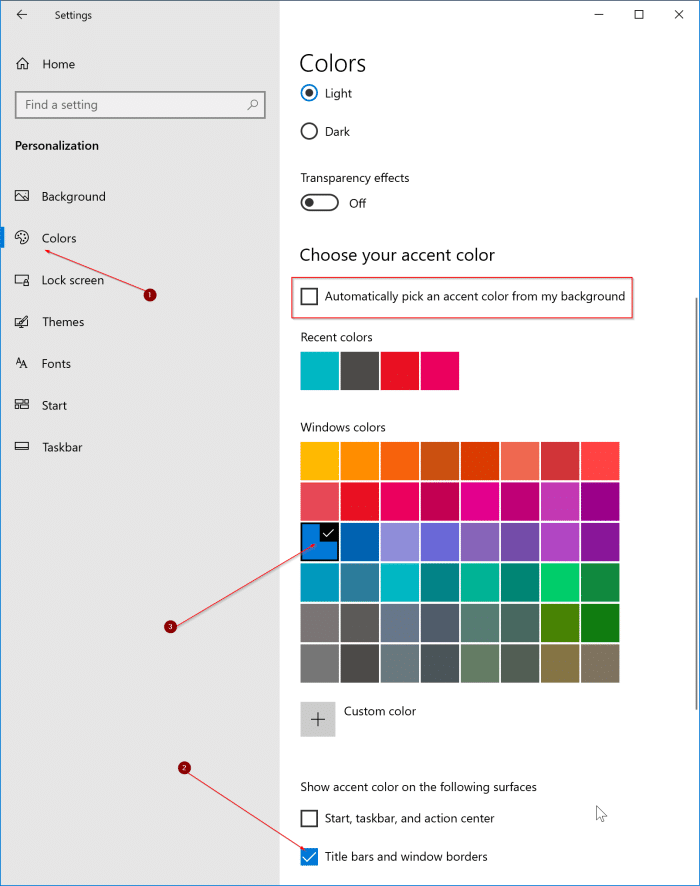 change window border color in Windows 10 pic1