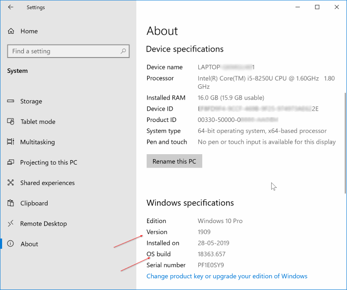 check Windows 10 version number pic2