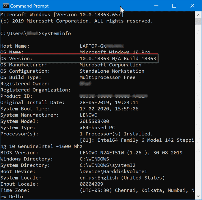 check Windows 10 version number pic3