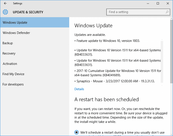 check Windows Update size in Windows 10