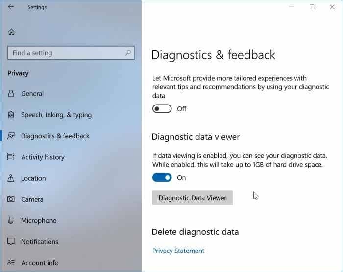 check if Microsoft is collecting data from your PC pic1