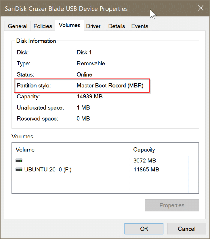 check if a disk is GPT or MBR in Windows 10 pic4