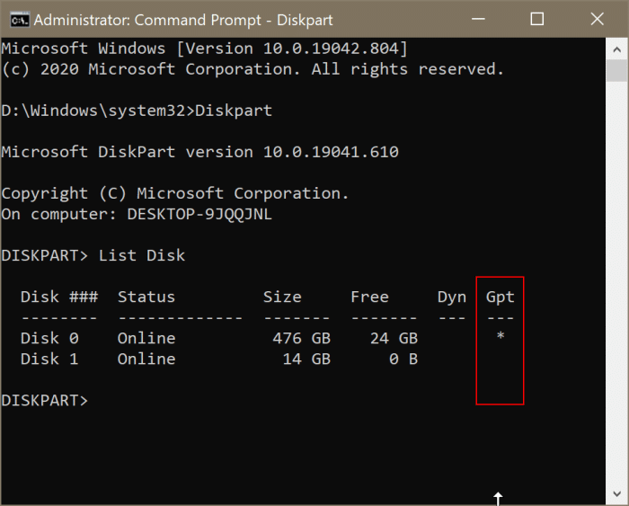 check if a disk is GPT or MBR in Windows 10 pic6
