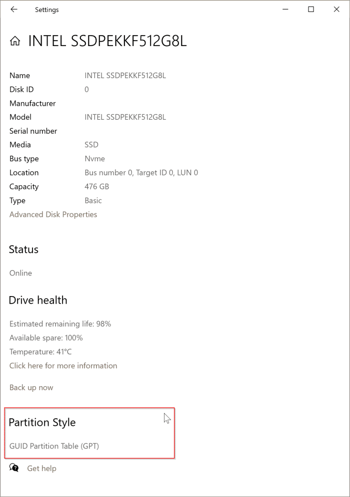 check if a drive is GPT or MBR in Windows 10 pic11