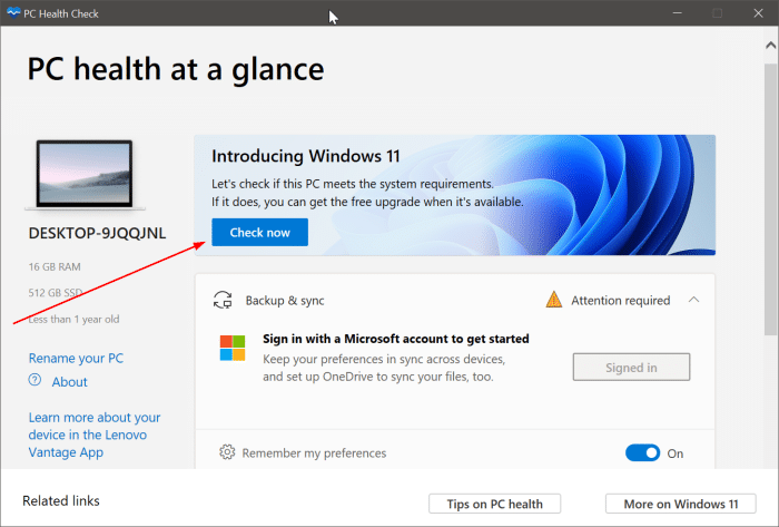check if your PC can run Windows 11 pic1