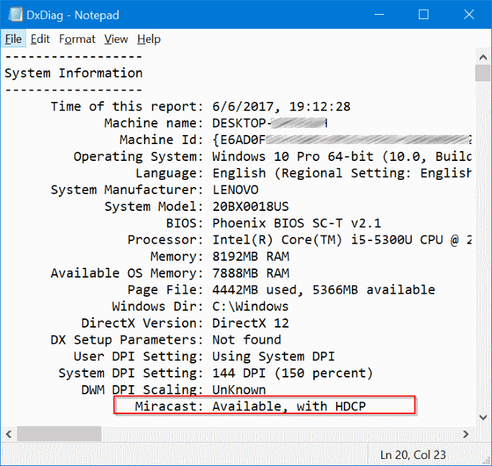 check if your Windows 10 PC supports miracast pic5